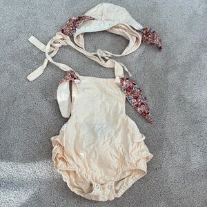 Easter Cream Baby Romper with Floral Accents